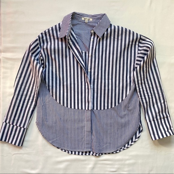Bleuh Ciel Striped Blue White Button Down Shirt S - Picture 2 of 5